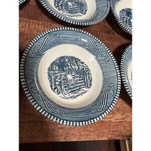 Currier And Ives Berry Bowls 5.5” Old Farm Gate W/kids, Set Of 6